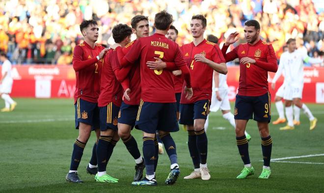 Jon Pacheco, de la Real Sociedad, celebra el gol de España ante la selección de Noruega. (Foto: Sefutbol)