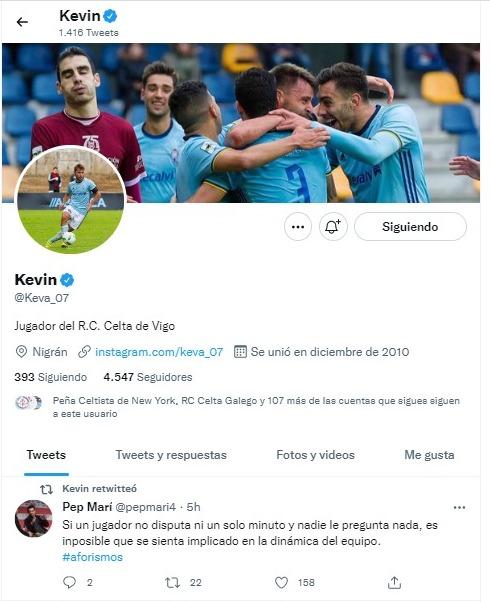 El perfil de Kevin Vázquez en Twitter.