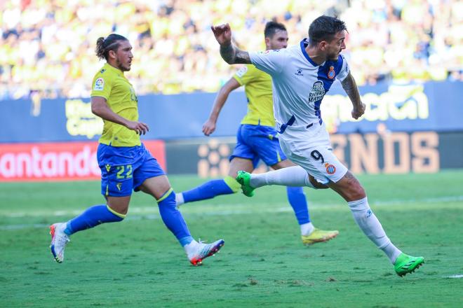 Joselu, durante el Cádiz-Espanyol (Foto: Cristo García).