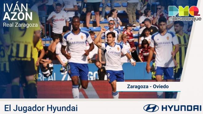 Iván Azón, Jugador Hyundai del Real Zaragoza-Oviedo.