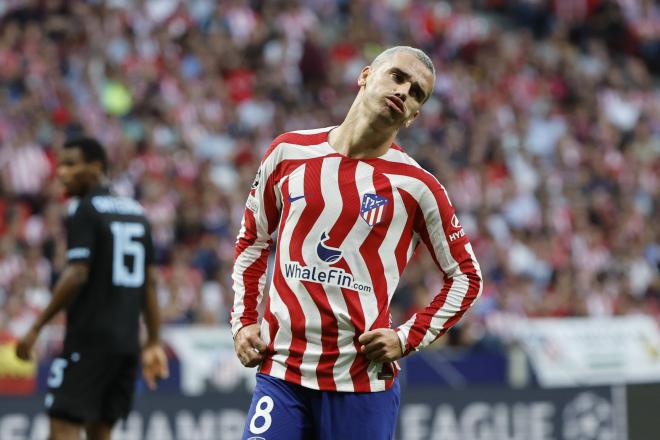 Griezmann se lamenta de una ocasión del Atlético de Madrid ante el Brujas (Foto: EFE).