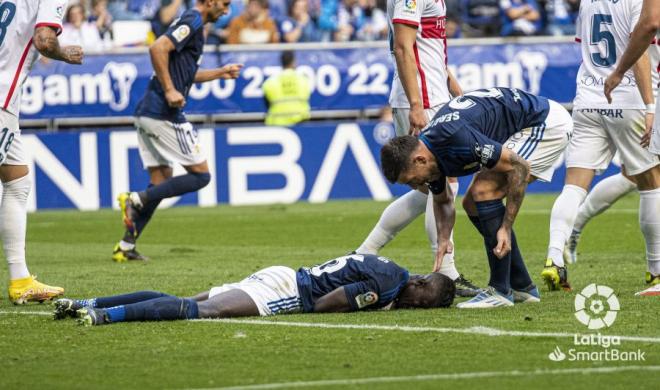 Obeng se lamenta de una ocasión ante el Huesca (Foto: LaLiga).