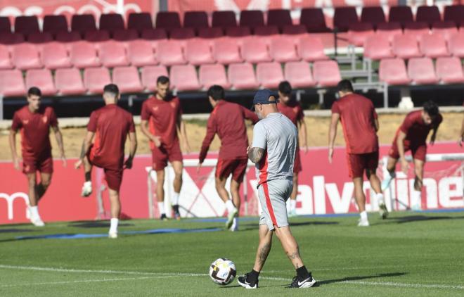 Sampaoli, en la sesión del jueves (Foto: Kiko Hurtado).