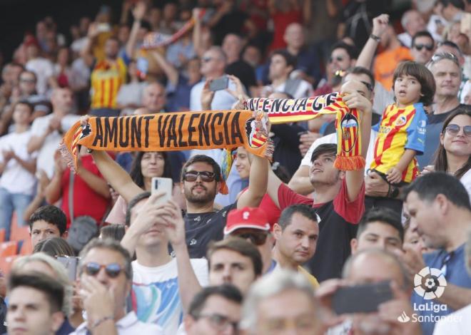 La afición del Valencia CF en Mestalla critica a Rubiales (Foto: LaLiga)
