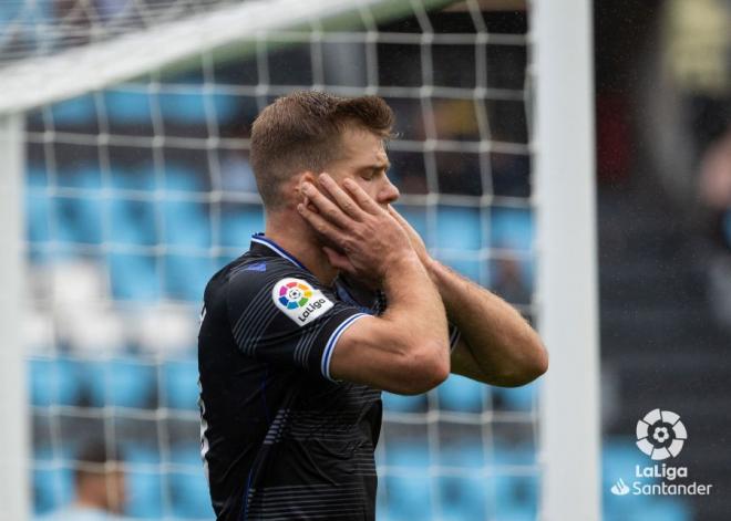 Sorloth se lamenta durante el Celta-Real Sociedad (Foto: LaLiga).