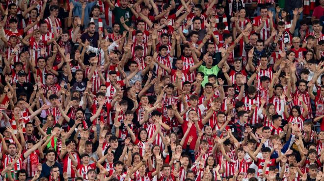 La grada de San Mamés en el duelo ante el Atlético de Madrid (Foto: Athletic Club).