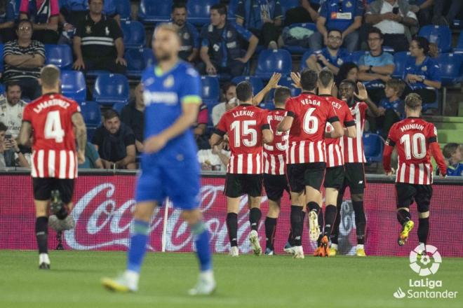 El Athletic celebra el gol de Iñaki Williams en el Coliseum (Foto: LaLiga).