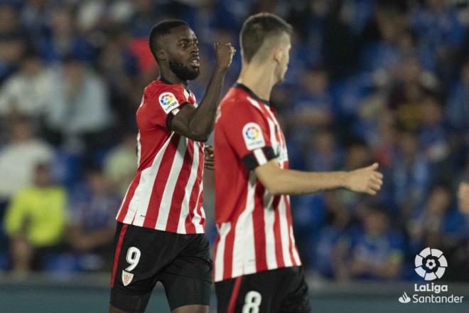 Iñaki Williams celebra con Sancet su gol al Getafe en el Coliseum (Foto: LaLiga).