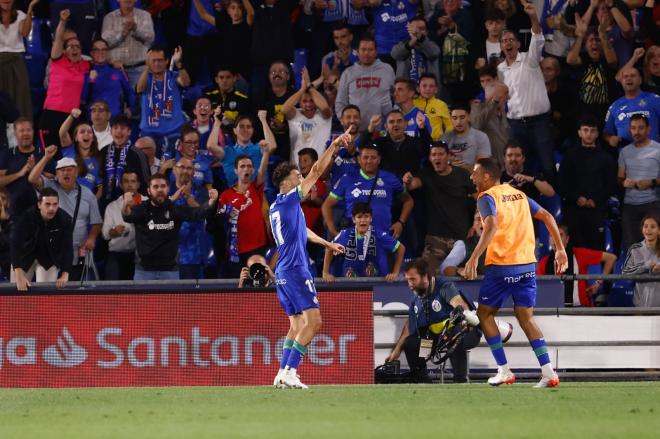 Munir celebra su primer gol con el Getafe (Foto: Cordon Press).
