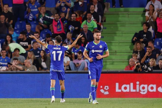 Munir celebra su primer gol con el Getafe (Foto: Cordon Press).