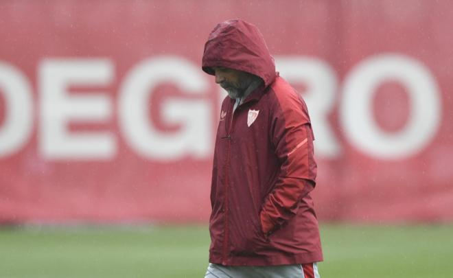 Sampaoli, en la sesión del viernes (Foto: Kiko Hurtado).