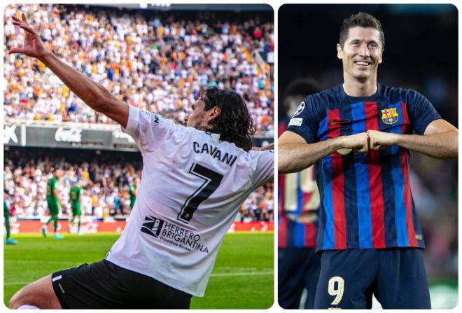 Cavani vs Lewandowski: 1038 goles se citan en Mestalla.