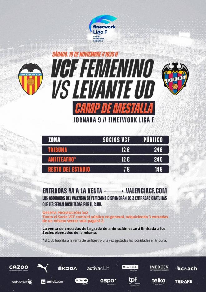 Valencia CF y Levante UD se citan en Mestalla: las entradas ya están a la venta y estos son los precios.