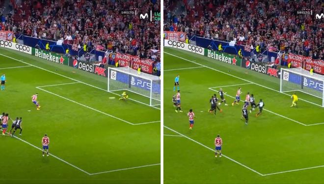 El penalti fallado por Carrasco en el Atlético de Madrid-Leverkusen y el rechace de Saúl.