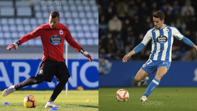 Rafa de Vicente y Pedro López, exjugadores del Deportivo y actualmente en el Sanse (Fotos: RCD)