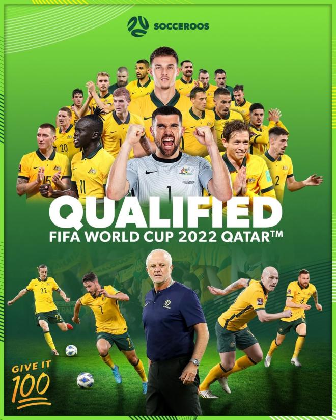 Australia, clasificada para el Mundial de Qatar 2022 (Instagram: @socceroos)