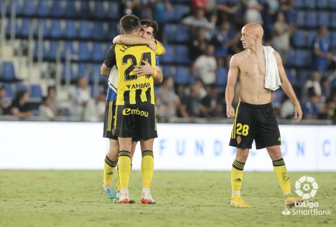 Mollejo y Lluís López, tras el Tenerife-Real Zaragoza (Foto: LaLiga).