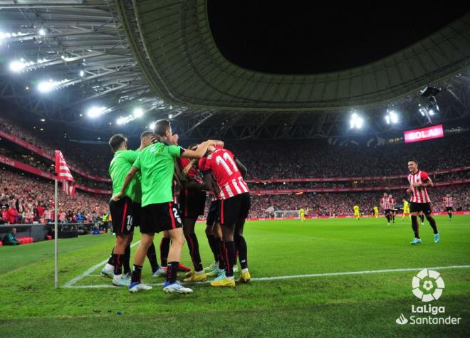 Celebración del gol de Iñaki Williams ante el Villarreal en San Mamés (Foto: LaLiga).