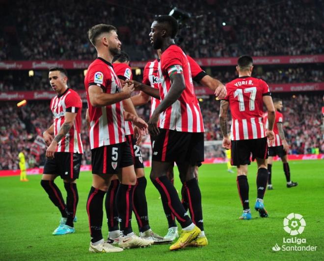 Celebración del gol de Iñaki Williams ante el Villarreal en San Mamés (Foto: LaLiga).