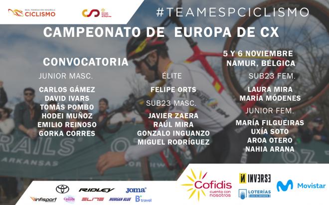 La convocatoria de la selección española para los Europeos de ciclocross.