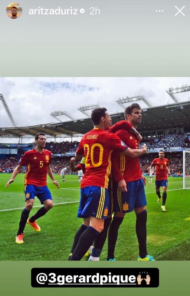 El recuerdo de Aritz Aduriz, ex del Athletic Club, en Instagram para un Gerard Piqué que se retira del Barça y del fútbol.