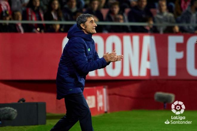 Ernesto Valverde, durante el partido ante el Girona en Montilivi (Foto: LaLiga).