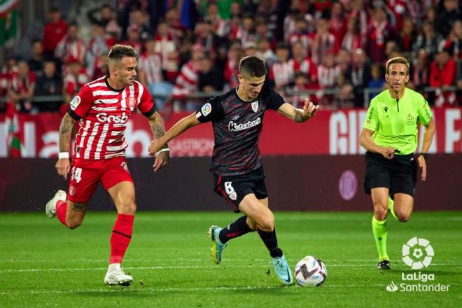 Sancet, durante el partido ante el Girona en Montilivi (Foto: LaLiga).