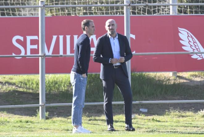 Monchi, en el entrenamiento de este lunes (Foto: Kiko Hurtado).