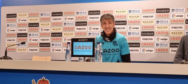Imanol Alguacil, en la rueda de prensa previa al partido contra el Sevilla.