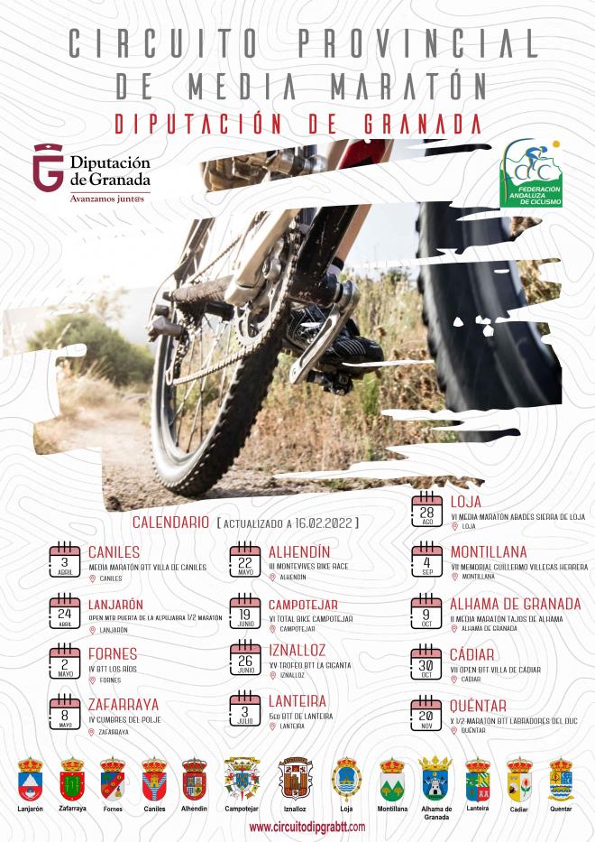 Cartel del Circuito Provincial Diputación de Granada BTT Media Maratón 2022.