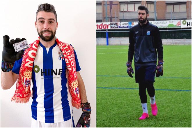 Imágenes cedidas por el propio Eric Menéndez con la bufanda y carnet del Sporting.