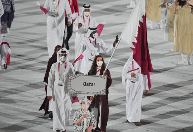 La delegación de Qatar en los Juegos Olímpicos de Tokio, ahora preparan allí un Mundial de fútbol (Foto: Cordon Press).