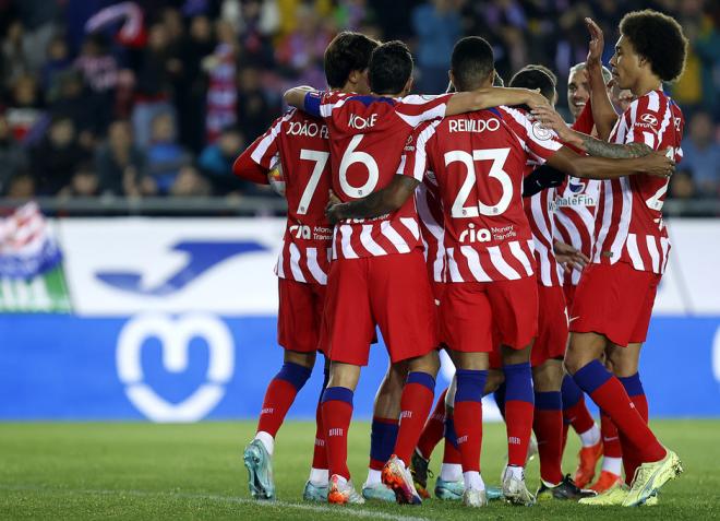 Los jugadores del Atlético de Madrid celebran un gol al Almazán en el partido de la Copa del Rey (Foto: ATM).