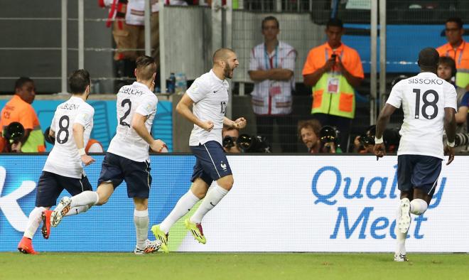 Karim Benzema celebrando un gol en el Mundial de 2014 (Foto: Cordon Press).