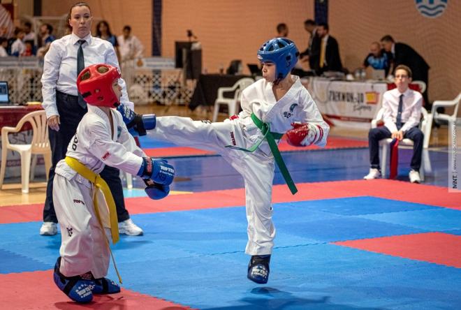 Un combate de un Open Internacional de Taekwon-Do de Málaga anterior (Foto: Matías Valente / Estudio Mint)..