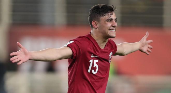 Bassim Al Rawi celebra un gol con la selección de Qatar (Foto: QFA).