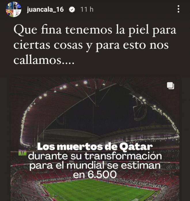 La publicación de Juan Cala sobre el Mundial de Qatar.