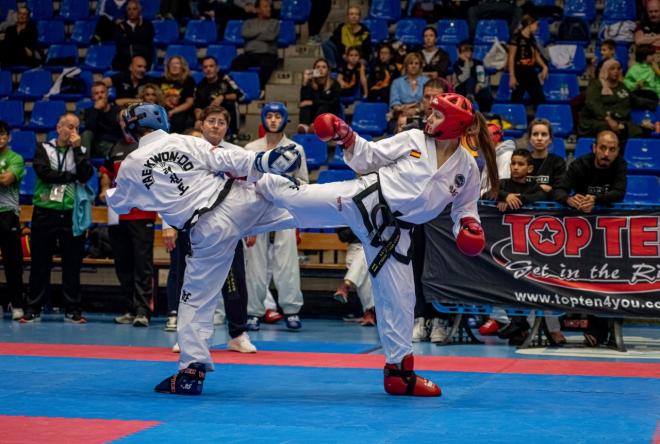 Un combate del Open Internacional de Taekwon-do de Málaga (Foto: Matías Valente / Estudio Mint).