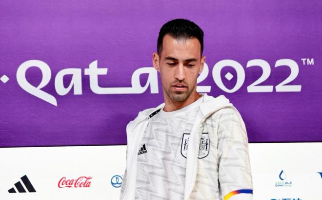 Sergio Busquets, durante una rueda de prensa en el Mundial de Qatar (Foto: Sefutbol).