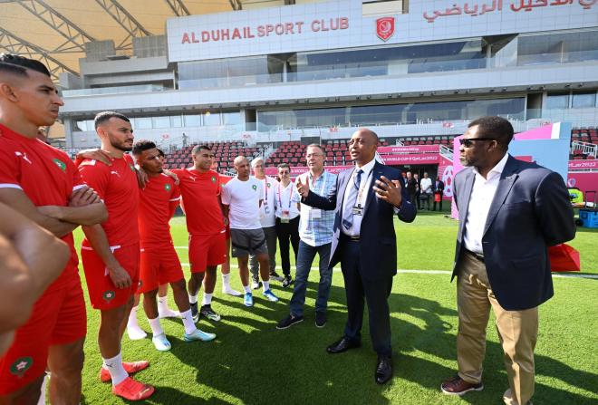 El Yamiq, en la visita del presidente de la CAF (Foto: Selección de Marruecos).