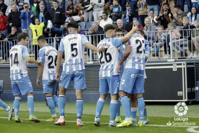 Celebración del gol durante el Málaga-Ponferradina (Foto: LaLiga).