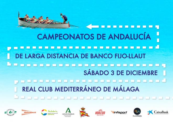 Cartel del Campeonato de Andalucía de larga distancia en banco fijo llaut.