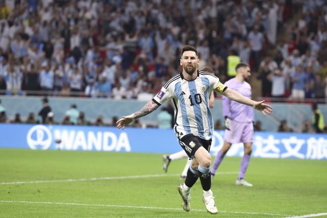 Leo Messi celebra su gol en el Argentina-Australia (Foto: Cordon Press).