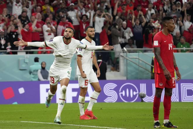 En-Nesyri celebra el gol a Canadá en el Mundial de Qatar (Foto: cordon press)