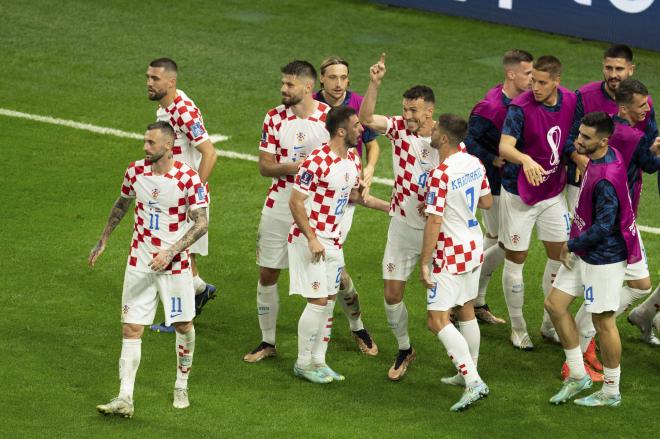 Celebración de Croacia tras el gol de Perisic a Japón (Foto: Cordon Press).