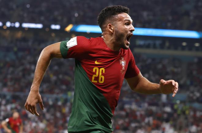 Gonçalo Ramos celebra su gol en el Portugal-Suiza (FOTO: EFE).