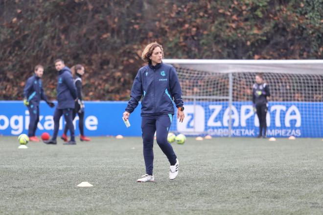 Natalia Arroyo, en el entrenamiento de la Real Sociedad de este miércoles (Foto: Giovanni Batista)
