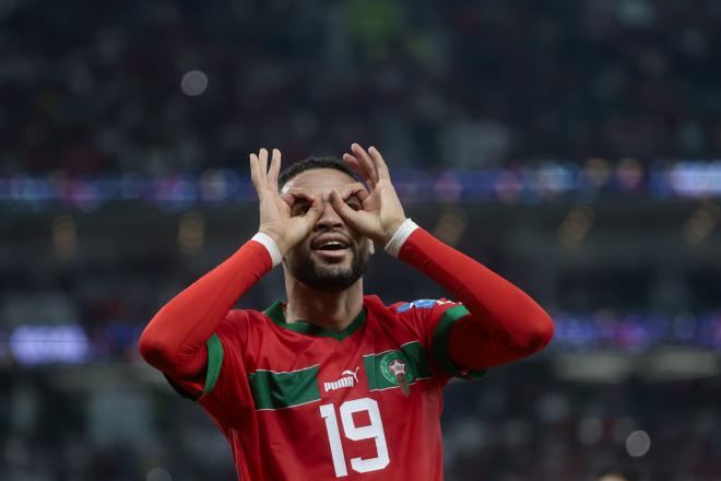 En Nesyri, celebrando su gol ante Portugal (Foto: EFE).