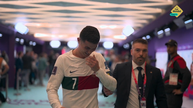 Cristiano Ronaldo, llorando tras el Marruecos-Portugal.