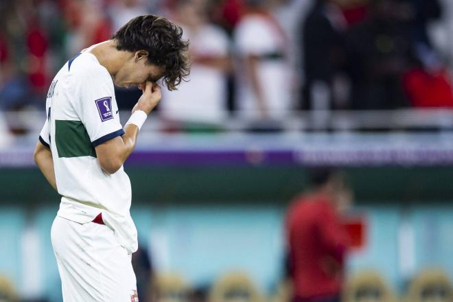 Joao Félix se lamenta en el Marruecos-Portugal del Mundial (Foto: Cordon Press).
